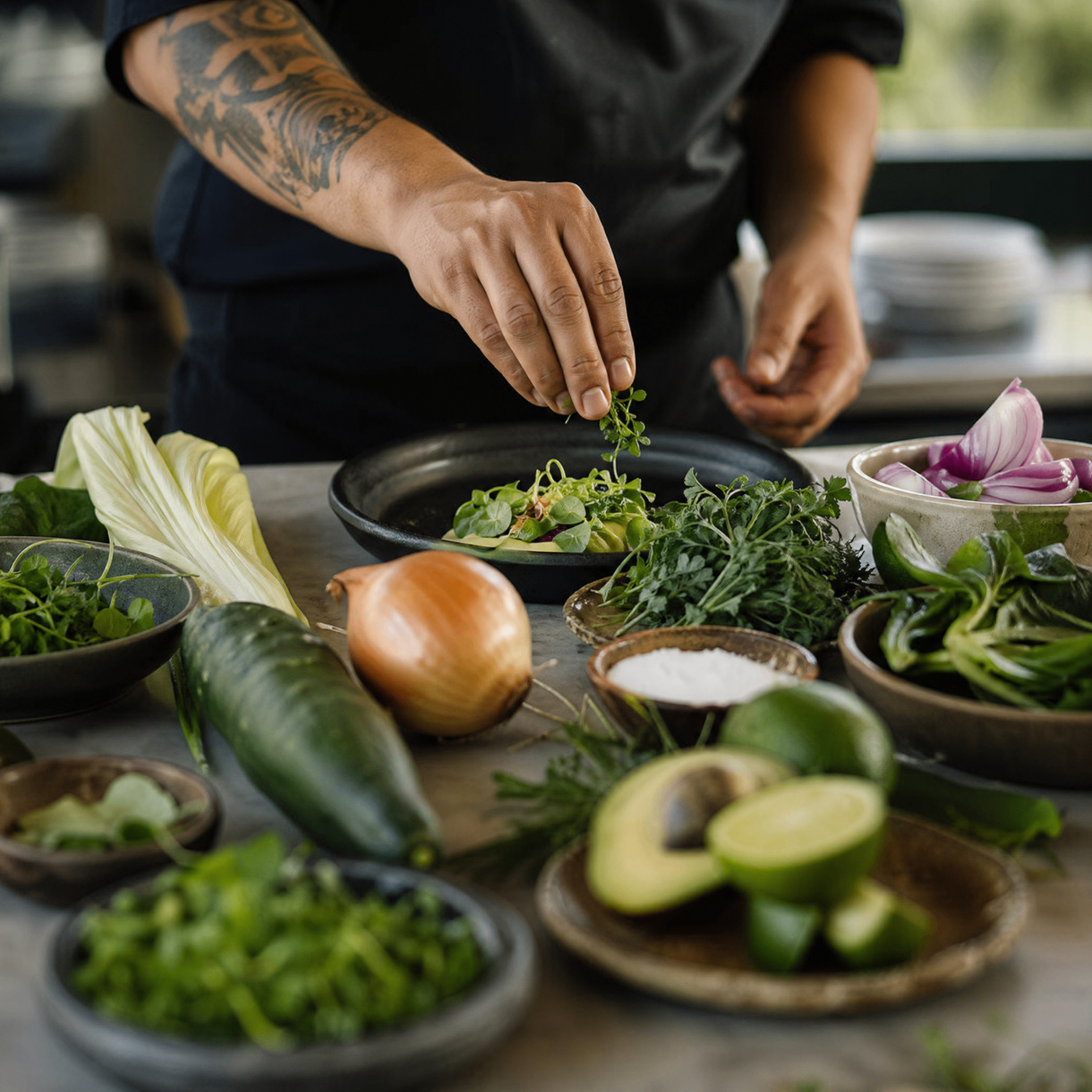 Variedad de platos saludables servidos